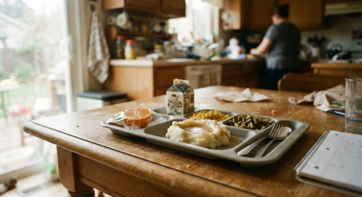 a school cafeteria lunch tray on a table